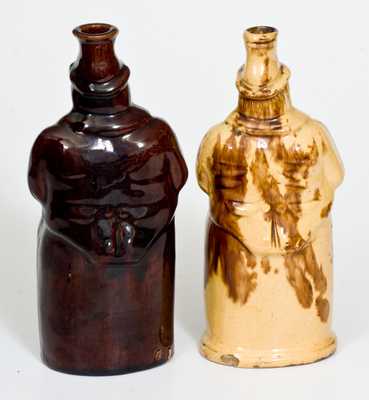 Lot of Two: Yellowware and Rockingham-Glazed Toby-on-Barrel 