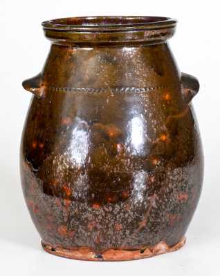 New England Handled Redware Jar