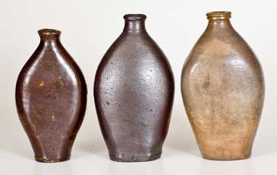 Lot of Three: Stoneware Flasks, Early 19th Century
