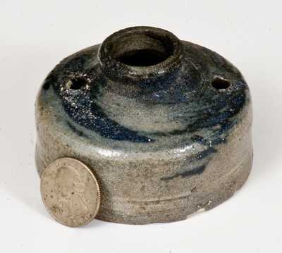 Early Stoneware Spouted Inkwell with Cobalt Decoration