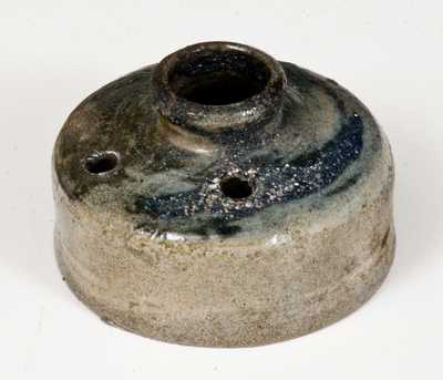 Early Stoneware Spouted Inkwell with Cobalt Decoration