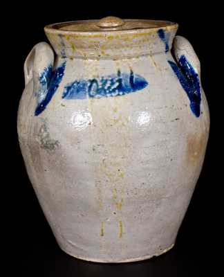 Unusual J. BENNAGE 1838 (Portage County, Ohio) Stoneware Lidded Jar