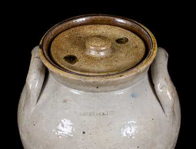 Unusual J. BENNAGE 1838 (Portage County, Ohio) Stoneware Lidded Jar