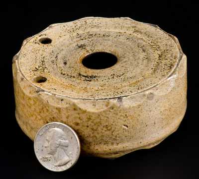 Small Stoneware Inkwell with Scalloped Edge