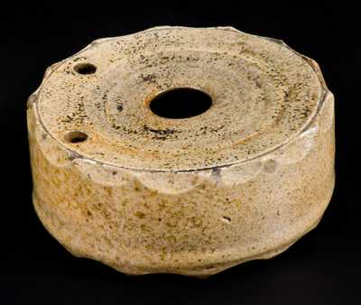 Small Stoneware Inkwell with Scalloped Edge