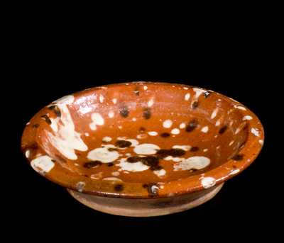 Rare Miniature Redware Dish with Spotted Decoration, possibly North Carolina origin