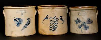 Lot of Three: BROWN BROTHERS / HUNTINGTON, L.I. Stoneware Crocks