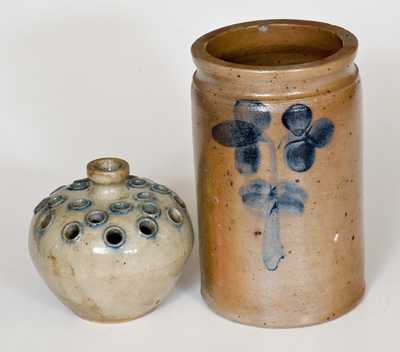 Lot of Two: Baltimore Stoneware Jar and North Carolina Stoneware Flower Frog