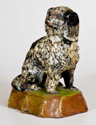 Stoneware Spaniel on Base, probably Western PA Origin