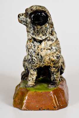 Stoneware Spaniel on Base, probably Western PA Origin