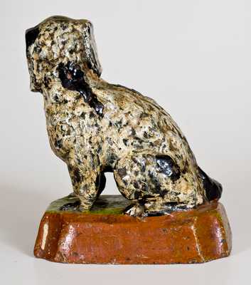 Stoneware Spaniel on Base, probably Western PA Origin