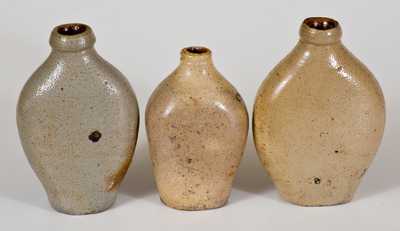 Lot of Three: Small-Sized Stoneware Flasks, early 19th century