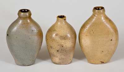 Lot of Three: Small-Sized Stoneware Flasks, early 19th century