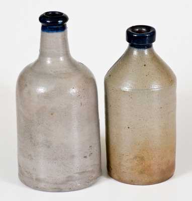 Lot of Two: Stoneware Bottles with Cobalt Tops, early 19th century