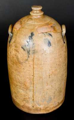 Extremely Rare Three-Gallon Philadelphia Stoneware Poultry Fountain w/ Cobalt Decoration