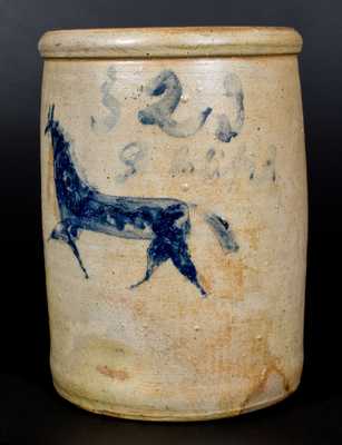 Very Rare Two-Gallon Stoneware Jar with Incised Horse Decoration, Ohio origin, circa 1870