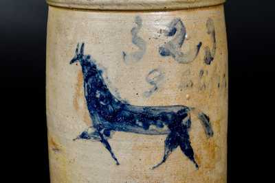 Very Rare Two-Gallon Stoneware Jar with Incised Horse Decoration, Ohio origin, circa 1870