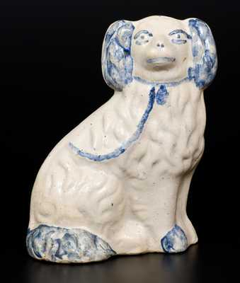 Cobalt-Decorated Stoneware Figure of a Spaniel, Midwestern origin