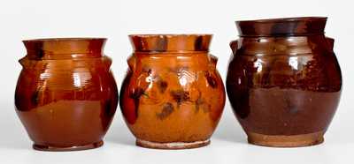 Three Manganese-Decorated Redware Jars, NY or CT