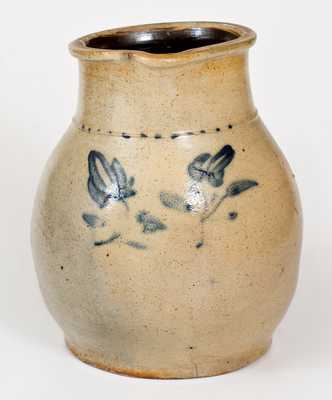 Stoneware Pitcher w/ Cobalt Floral Decoration, Northeastern U.S. origin, c1840