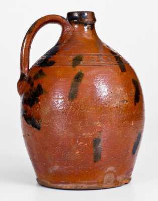 Rare Half-Gallon Great Road (TN or VA) Redware Jug w/ Manganese Slash Design