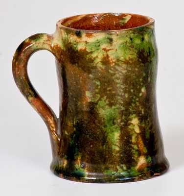 Very Rare Shenandoah Valley Redware Mug w/ Mocha Seaweed Design, possibly Solomon Bell