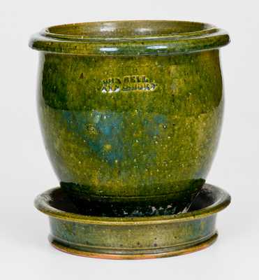 Rare JOHN BELL / WAYNESBORO Copper-Glazed Redware Flowerpot