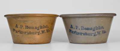Two A.P. Donaghho. / Parkersburg, W. Va. Cobalt-Decorated Stoneware Bowls