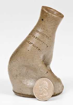 Very Rare Baltimore Stoneware Pinched Jug BUCKLYES LITTLE BROWN JUG / 418. N' GAY ST