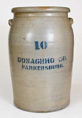 Ten-Gallon DONAGHHO CO. / PARKERSBURG, WV Cobalt-Decorated Stoneware Jar