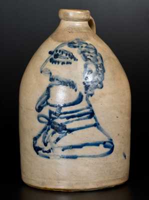 2 Gal. Stoneware Jug with Detailed Man's Bust Decoration