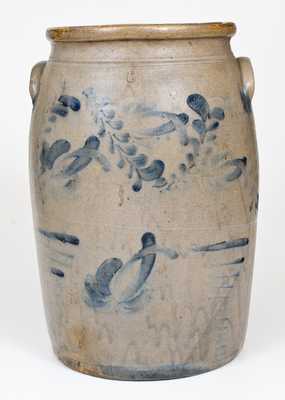 Six-Gallon Stoneware Jar with Cobalt Floral Decoration, Beaver, PA origin, c1865