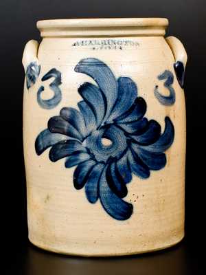 Fine T. HARRINGTON / LYONS Three-Gallon Stoneware Jar w/ Cobalt Fylfot Decoration