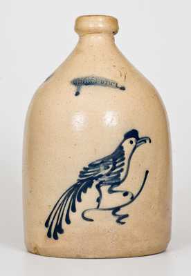 1 Gal. WHITES UTICA Stoneware Jug w Slip-Trailed Bird Decoration
