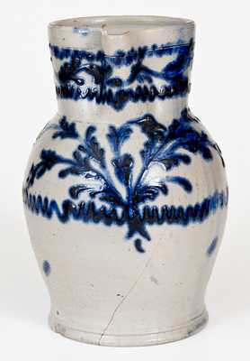 Baltimore Stoneware Pitcher w/ Exceptional Slip-Trailed Floral Decoration, c1820