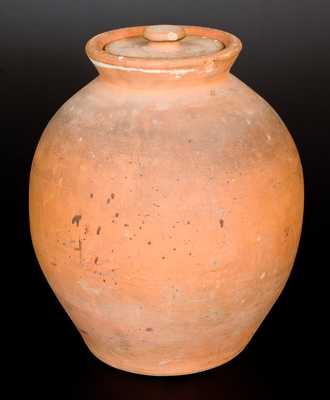 Scarce Four-Gallon JOHN W. BELL / Waynesboro, Pa. Redware Lidded Jar