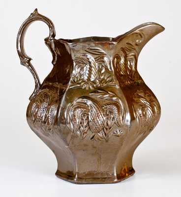 Molded Stoneware Pitcher w/ Eagle Motif, American Pottery Manufacturing Co, Jersey City