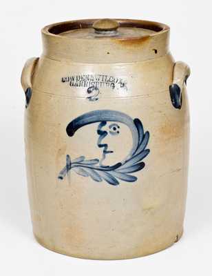 2 Gal. COWDEN & WILCOX / HARRISBURG, PA Stoneware Jar with Man-in-the-Moon Decoration