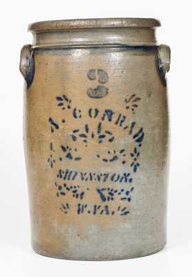 3 Gal. A. CONRAD / SHINNSTON, W.VA Stoneware Jar