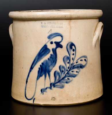 4 Gal. F. B. NORTON & CO. / WORCESTER, MASS. Stoneware Crock with Parrot Decoration