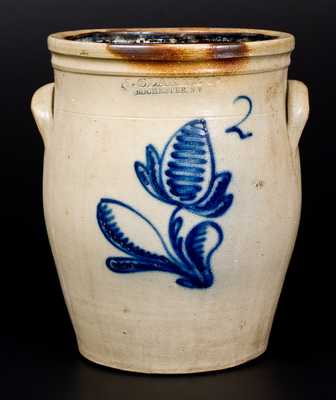 2 Gal. N. CLARK & CO. / ROCHESTER, NY Stoneware Jar with Floral Decoration
