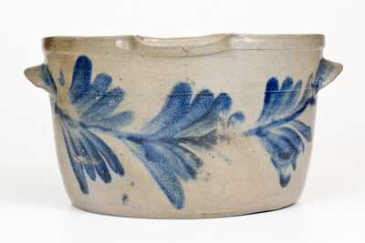 H. MYERS (Baltimore) Stoneware Milkpan w/ Cobalt Decoration