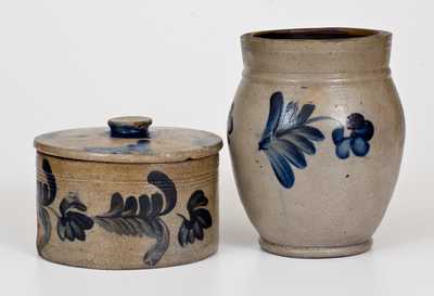 Lot of Two: Stoneware Butter Crock and Jar att. Richard Remmey, Philadelphia, PA