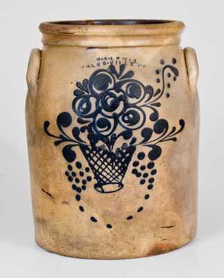 Rare W. A. LEWIS / GALESVILLE, NY Stoneware Jar with Basket-of-Flowers Decoration