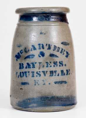 MCCARTHEY & BAYLESS / LOUISVILLE, KY Stoneware Advertising Canning Jar