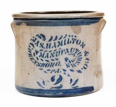 2 Gal. JAS. HAMILTON & CO. / GREENSBORO, PA Stoneware Crock