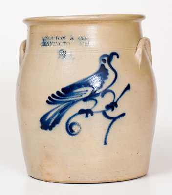 2 Gal. J. NORTON & CO. / BENNINGTON, VT Stoneware Jar with Bird Decoration