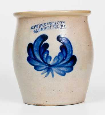 COWDEN & WILCOX / HARRISBURG, PA Stoneware Cream Jar with Floral Decoration