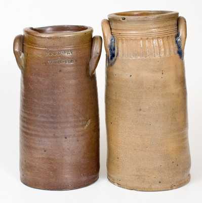 Lot of Two: Connecticut Stoneware Churns incl. Signed GOODWIN & WEBSTER Example
