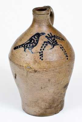 Exceedingly Rare probably Adam States (mid 18th century) Stoneware Jug w/ Bird Design